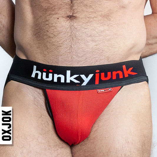 \"Hunker Comfy-Pouch Slider-Strap Jock Red Hot Medium OX-JOK-1001-RED-M\"