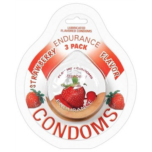 \"Endurance Condoms - Strawberry - 3 Pack HTP2087\"