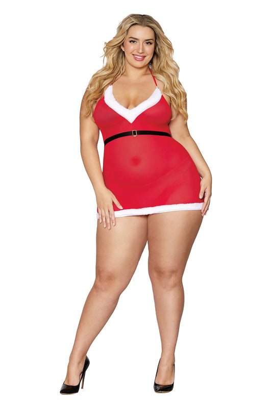 \"Santa Baby Chemise - Queen Size - Lipstick Red DG-12676LRDQ\"