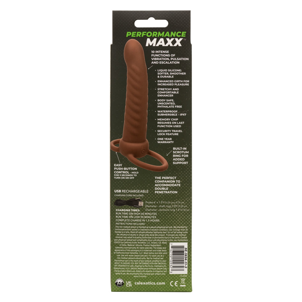 Performance Maxx Rechargeable Ribbed Dual Penetrator - Brown