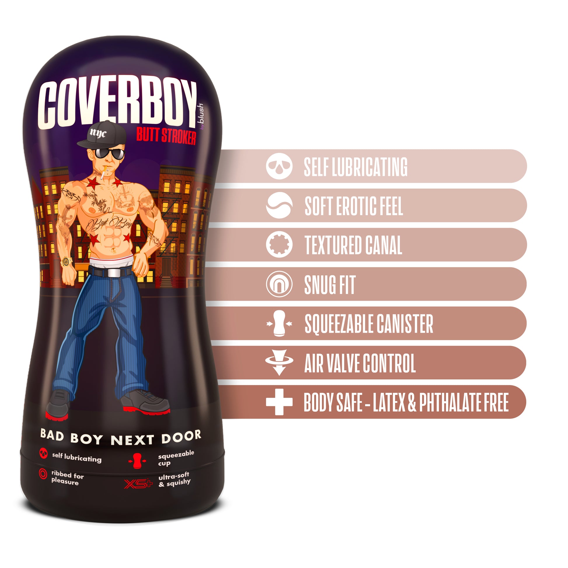 Coverboy - Bad Boy Next Door - Self Lubricating  Stroker - Beige