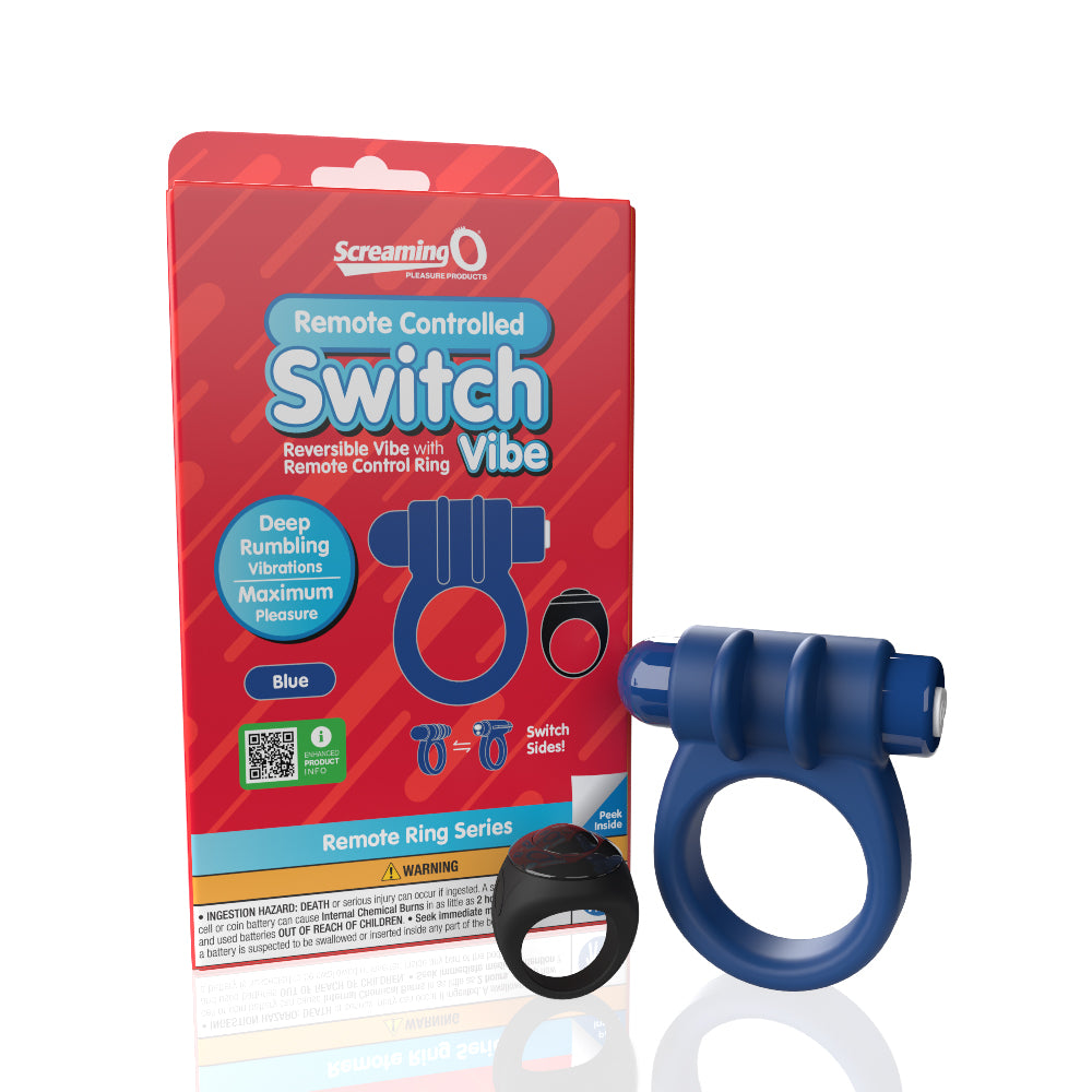 Screaming O Remote Controlled Switch Vibrating Ring - Blue