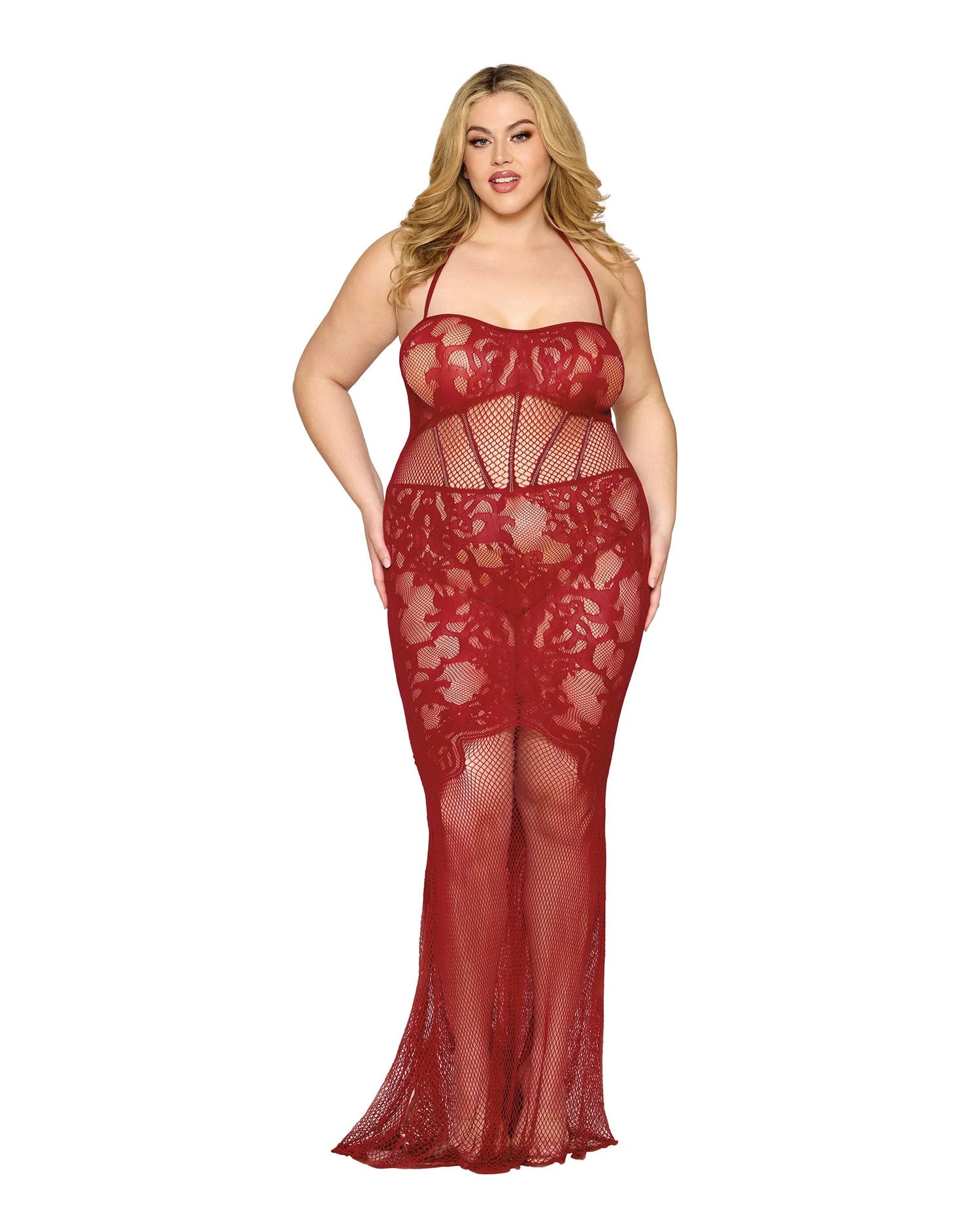 \"Bodystocking Gown Dmnd - One Size Queen - Red DG-0487XOXBLOSQ\"