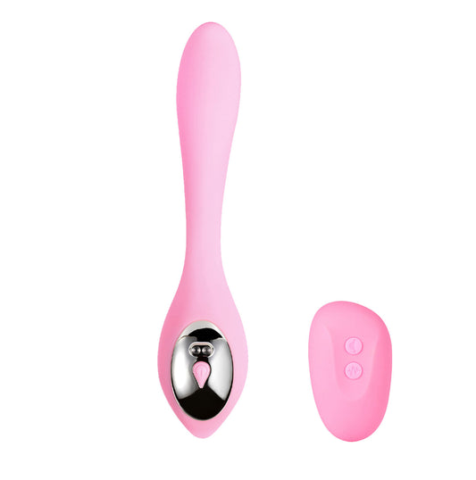 \"Harmonie Rechargeable Remote Silicone Bendable Vibrator - Pink MTLM1841-P1\"