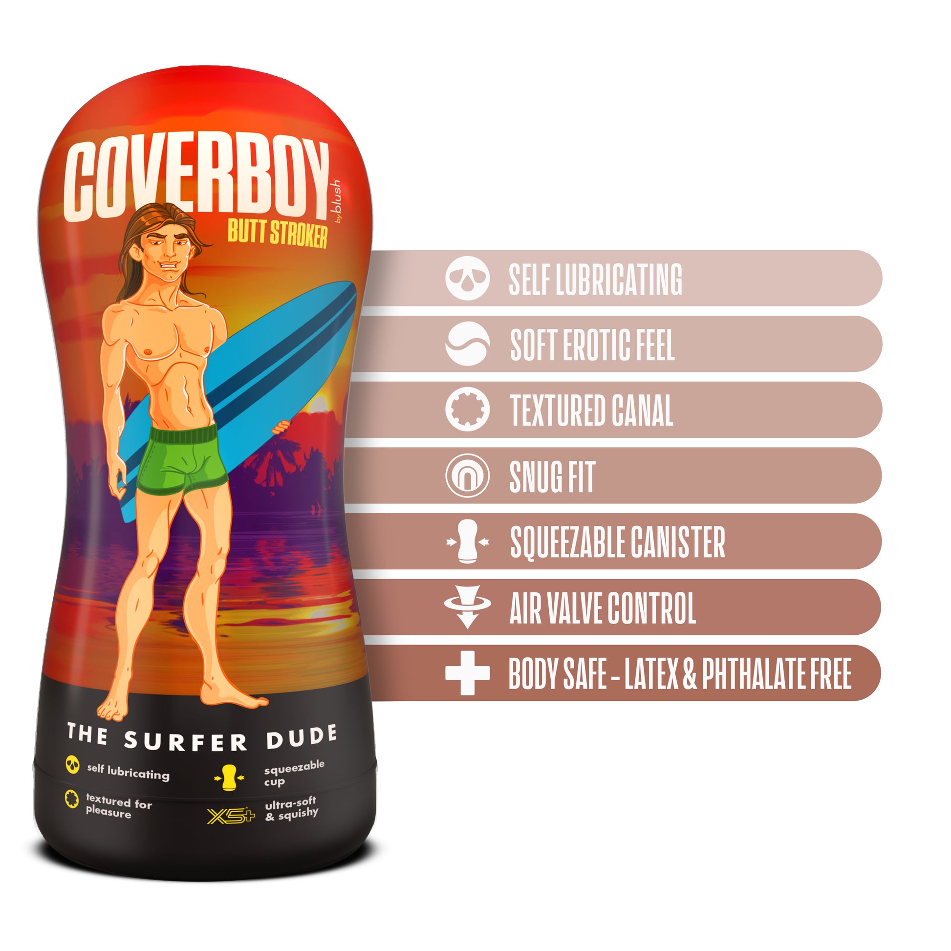 Coverboy - the Surfer Dude - Self Lubricating Stroker - Beige