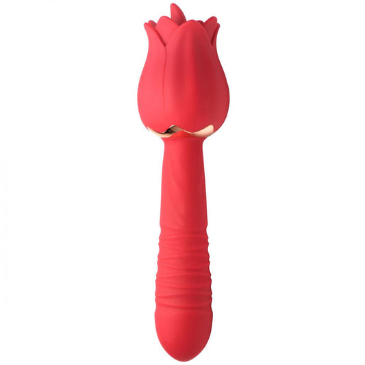 \"Bloomgasm Racy Rose Thrust and Lick Vibrator - Red INM-AH070\"