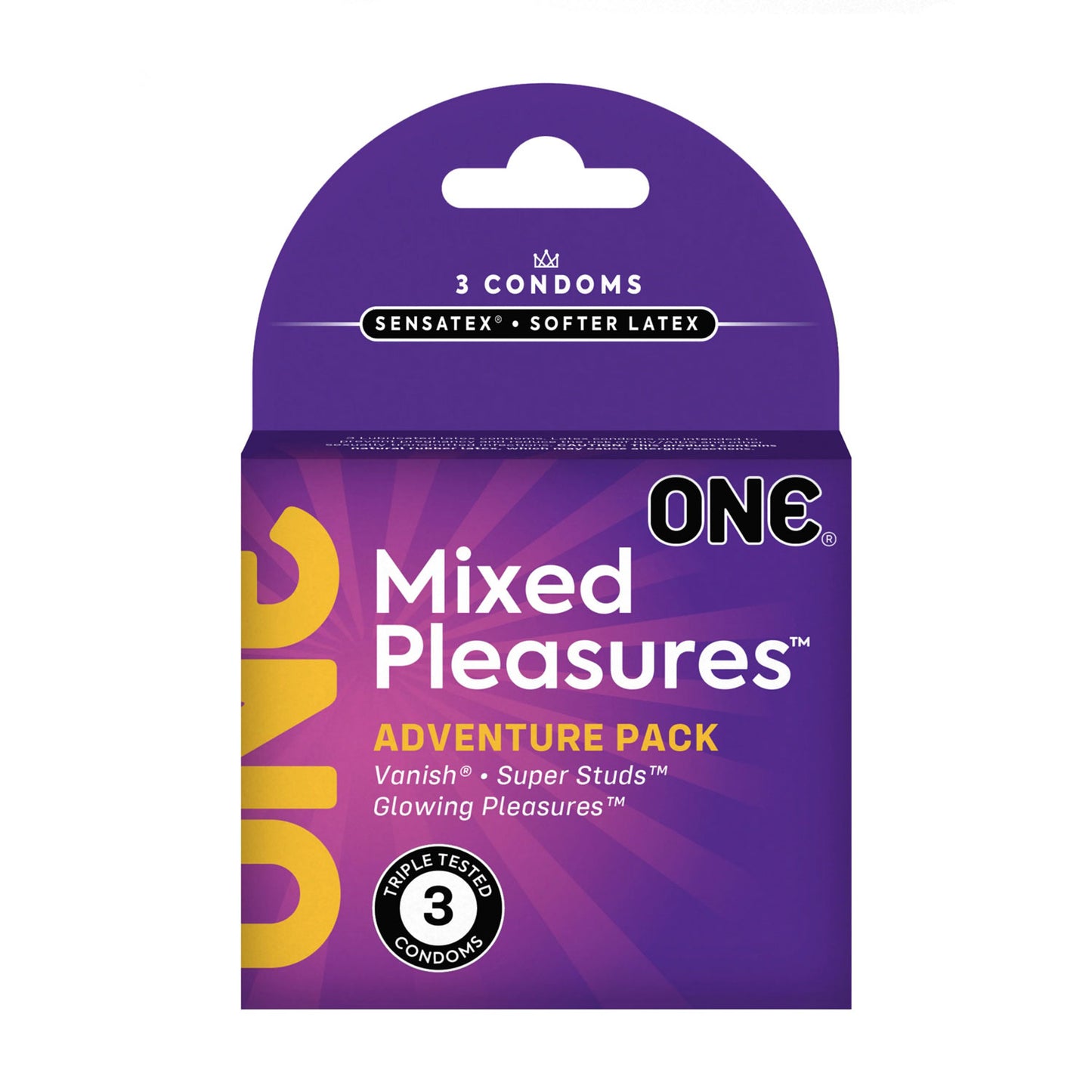 \"One Mixed Pleasures 3 Count Condoms PM110106C\"