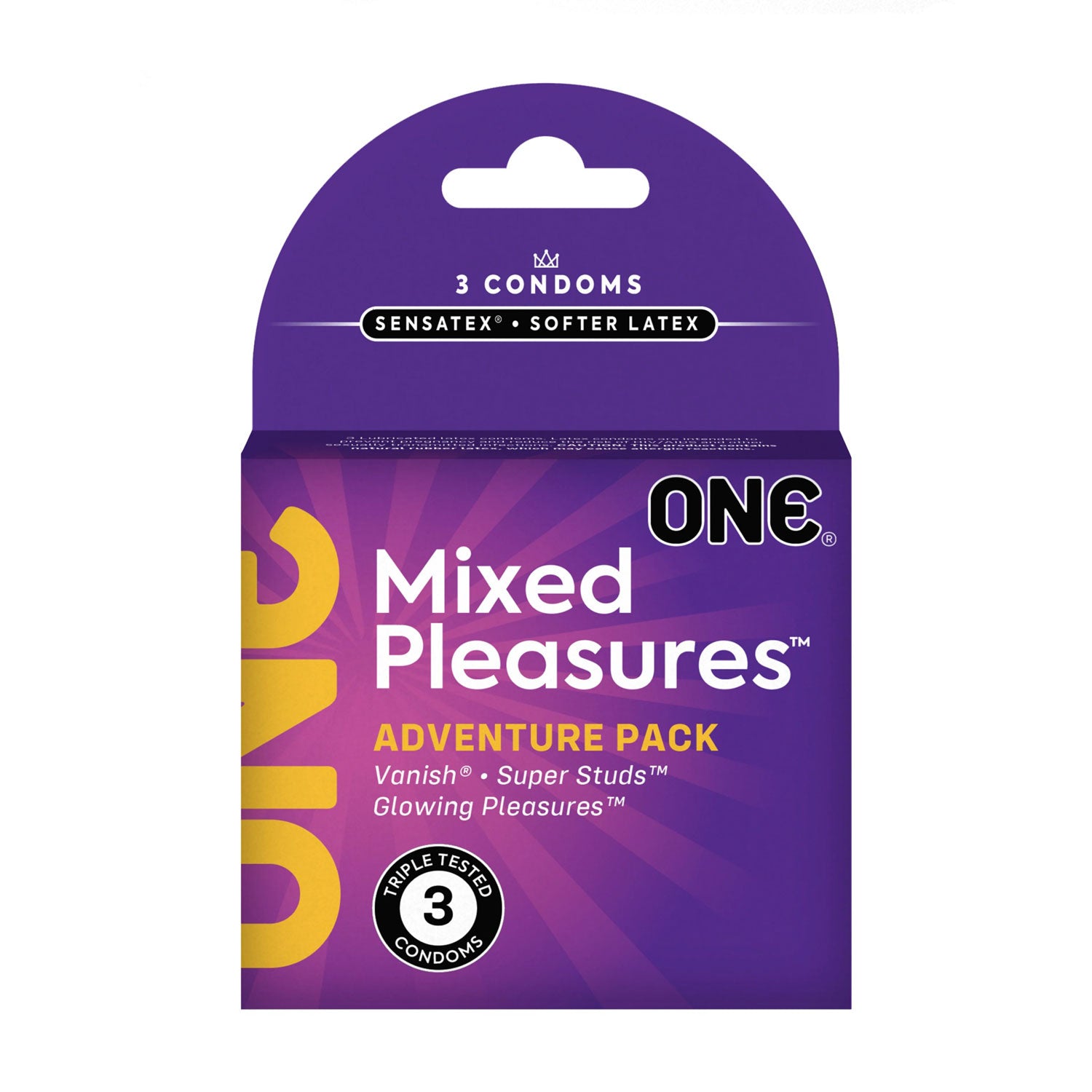 \"One Mixed Pleasures 3 Count Condoms PM110106C\"