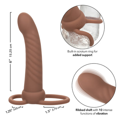 Performance Maxx Rechargeable Ribbed Dual Penetrator - Brown