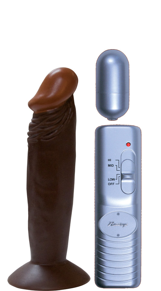 Afro American Whoppers 6 Inch Vibrating Dong With Bullet - Brown NW2234-2