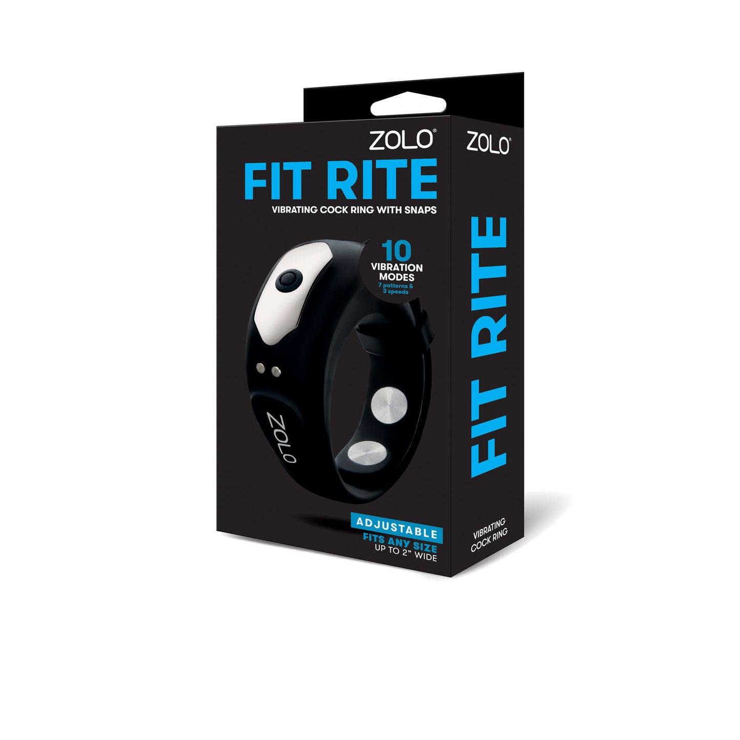 Zolo Fit Rite Vibrate Cock Ring with Snaps - Black