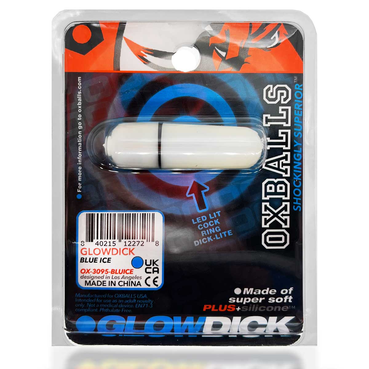 Glowdick Cockring With Led - Blue Ice