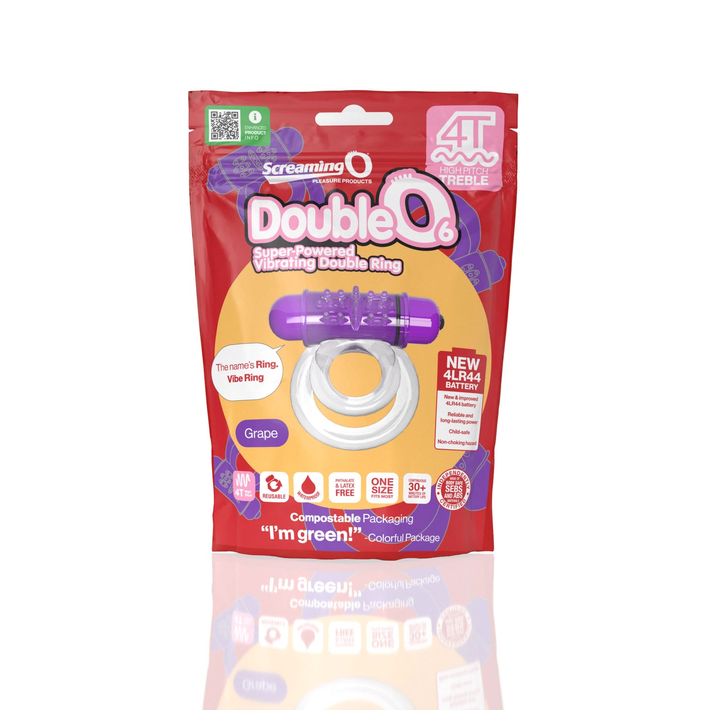 Screaming O 4t - Double O 6 Super Powered Vibrating Double Ring - Grape