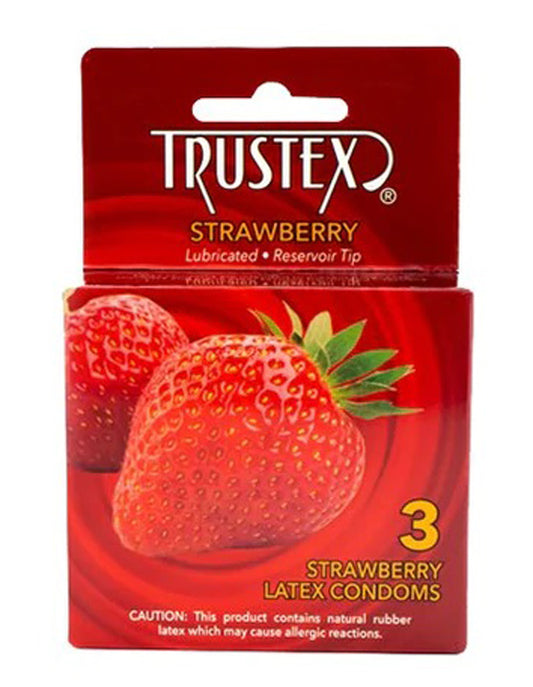 \"Trustex Flavored Lubricated Condoms - 3 Pack - Strawberry AL-4015\"