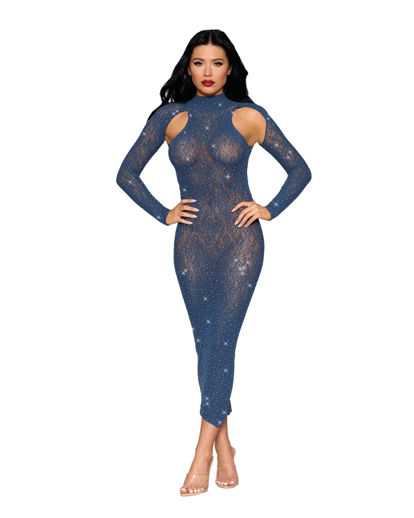 \"Bodystocking Gown Dmnd - One Size - Navy DG-0512TWLGTOS\"