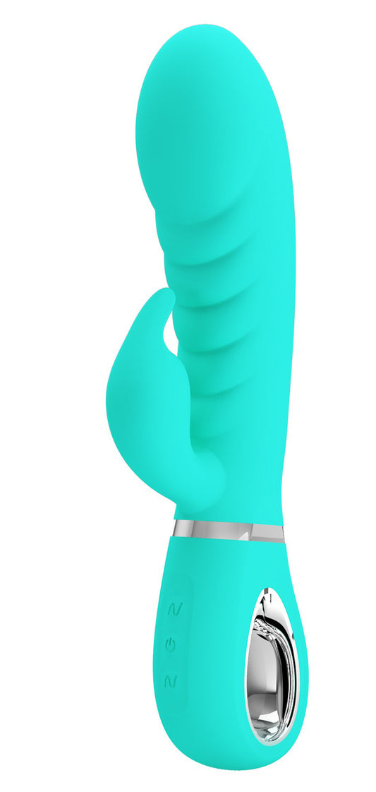 \"Prescott Super Soft Rabbit Silicone Vibrator - Vibrator -Teal BI-014635-4\"