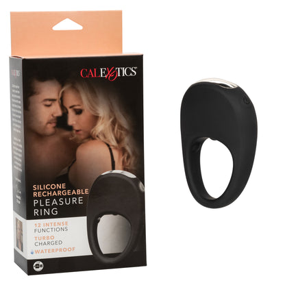 Silicone Rechargeable Pleasure Ring - Black - Black