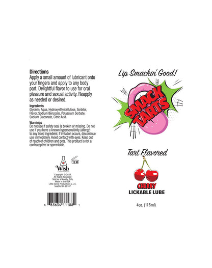 Smack Tarts 4oz Lickable Flavored Lubricant-Cherry