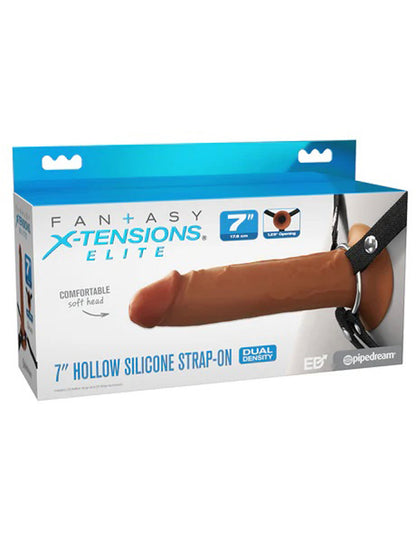 Fantasy X-Tensions Elite 7\" Silicone Hollow Strap Dual Density - Brown