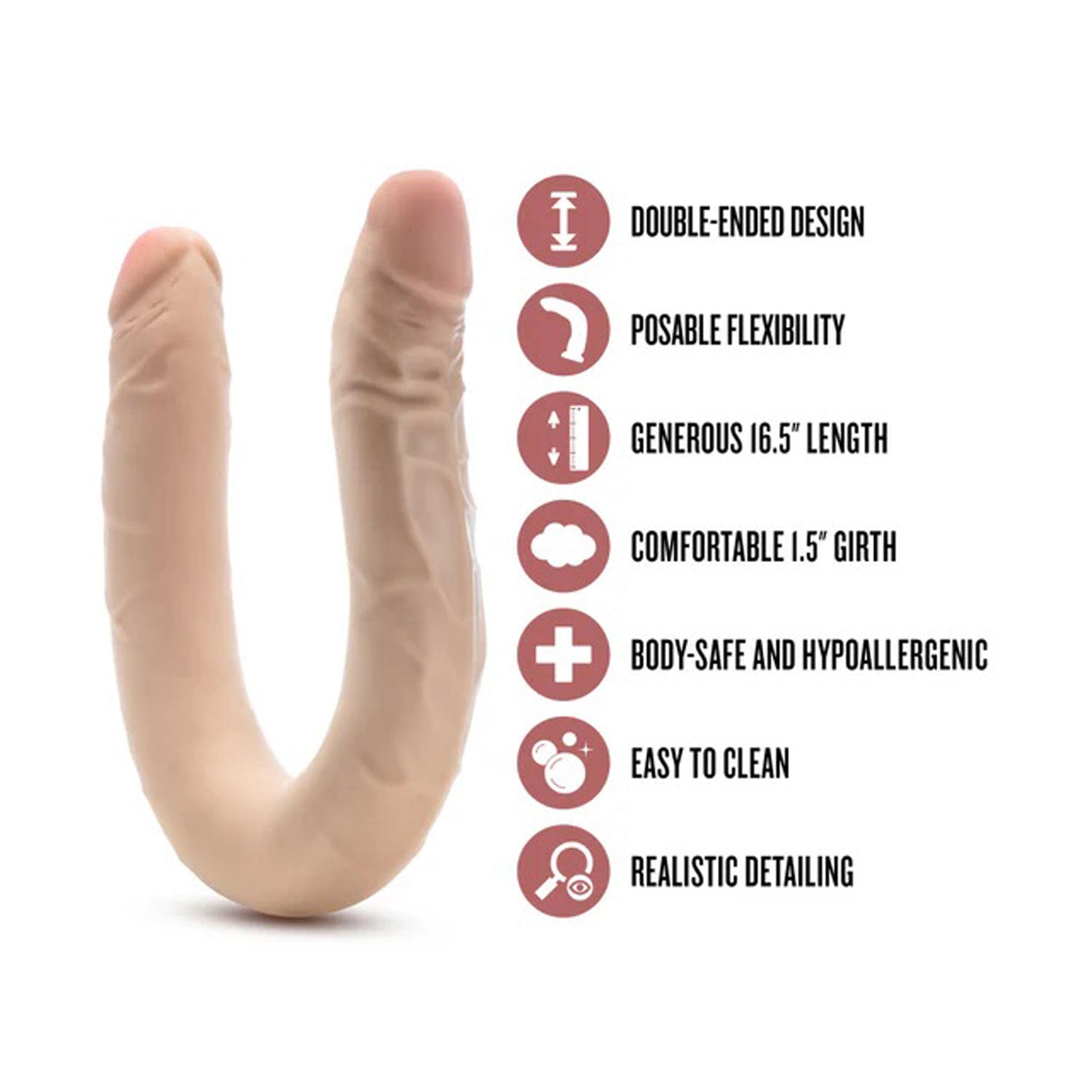 Dr. Skin Plus - 16.5 Posable Double Dong - Beige