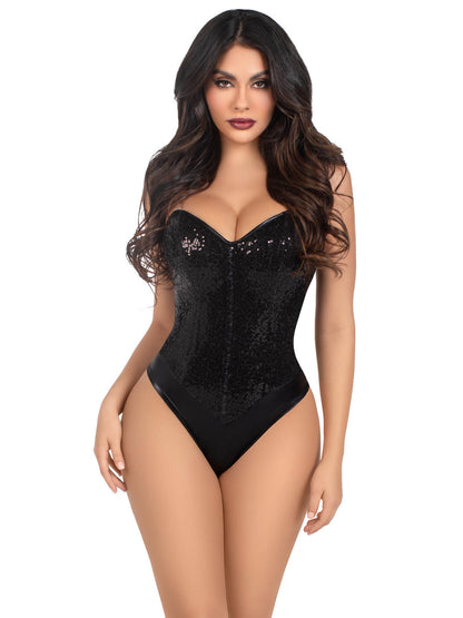 \"Sequin Bodysuit - Medium - Black LA-2786MEDBLACK\"