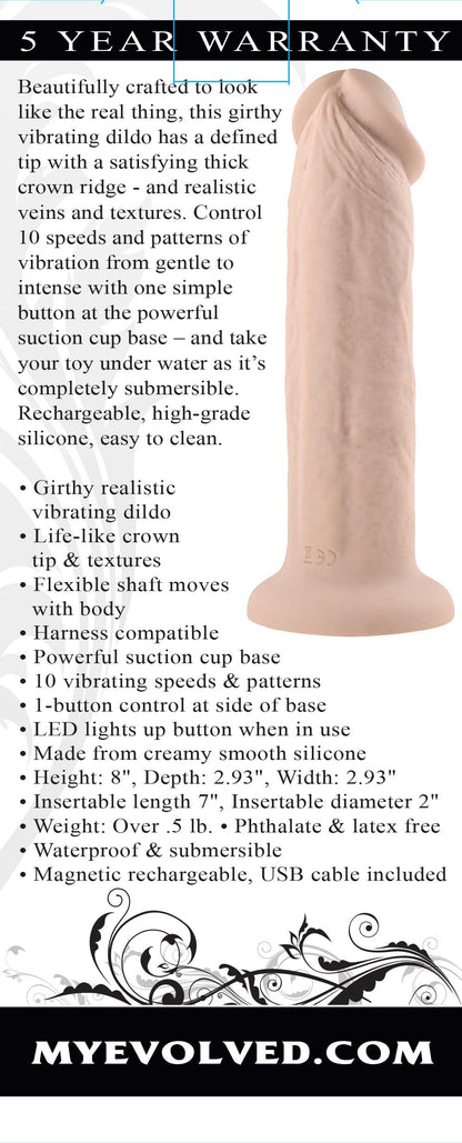 7 Inch Girthy Vibrating Dong - Light