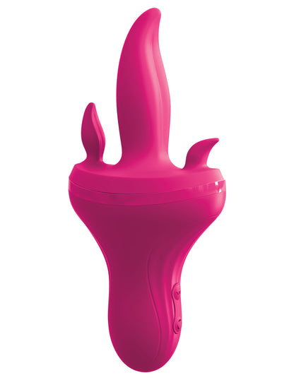 \"Threesome Holey Trinity Triple Tongue Vibrator - Pink PD4959-12\"