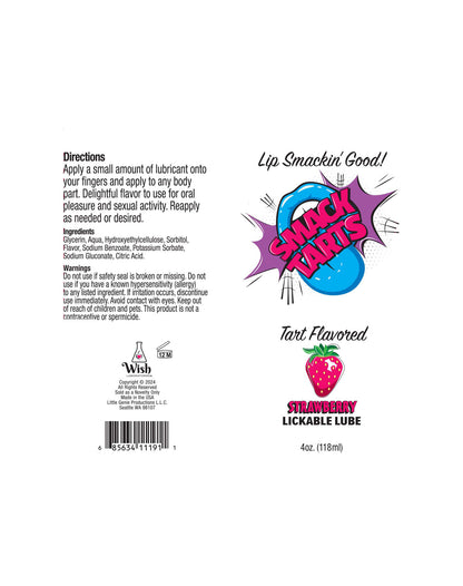 Smack Tarts 4oz Lickable Flavored Lubricant -  Strawberry