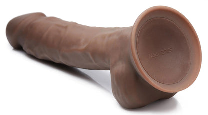 Fleshstixxx 8\" Vibrating Silicone Dildo With Balls Brown