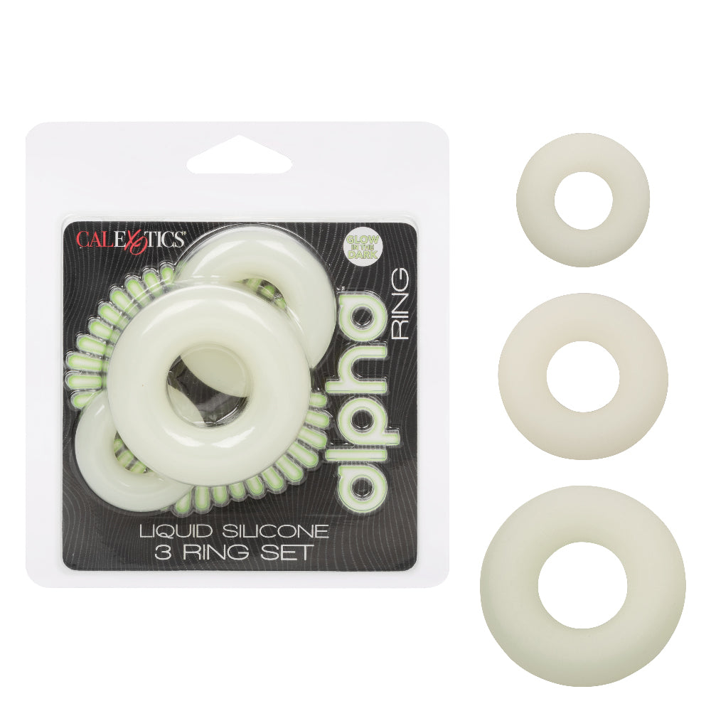 Alpha Glow-in-the-Dark Liquid Silicone 3 Ring Set - White