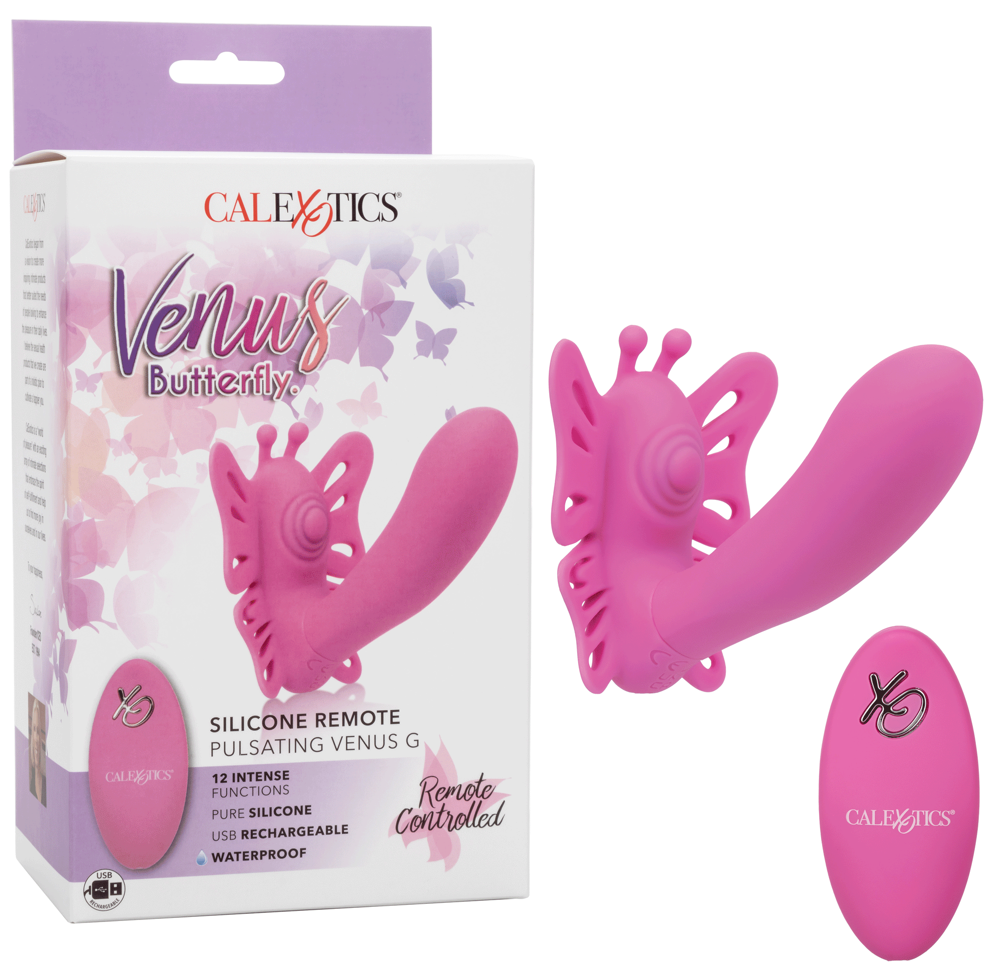 Venus Butterfly Silicone Remote Pulsating Venus G - Pink