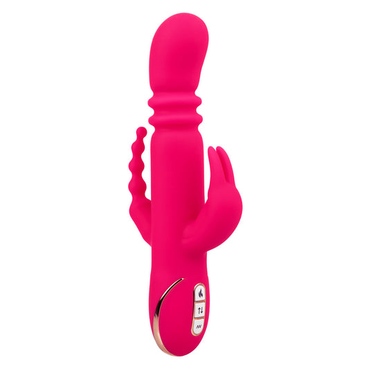 \"Jack Rabbit Signature Heated Silicone Triple Fantasy Rabbit - Pink SE0609903\"