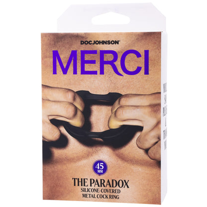 Merci - the Paradox - Silicone Covered Metal Cock Ring - 45mm - Black