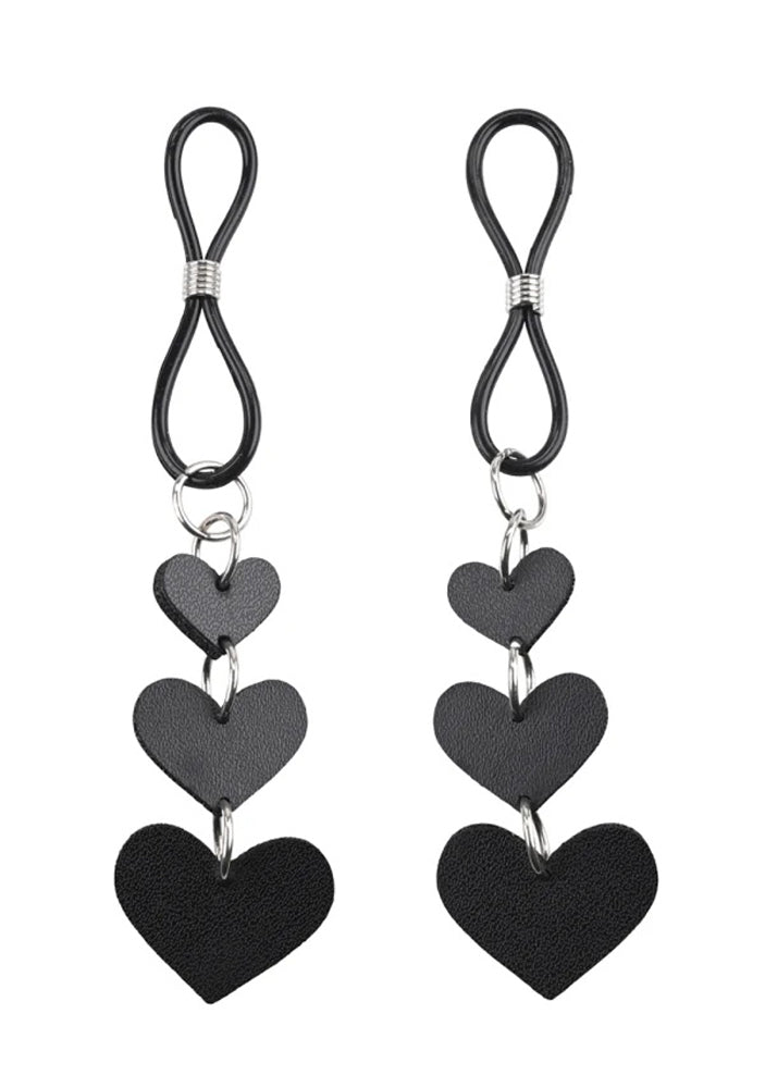 \"Heart Nipple Ties - Black SS09857\"