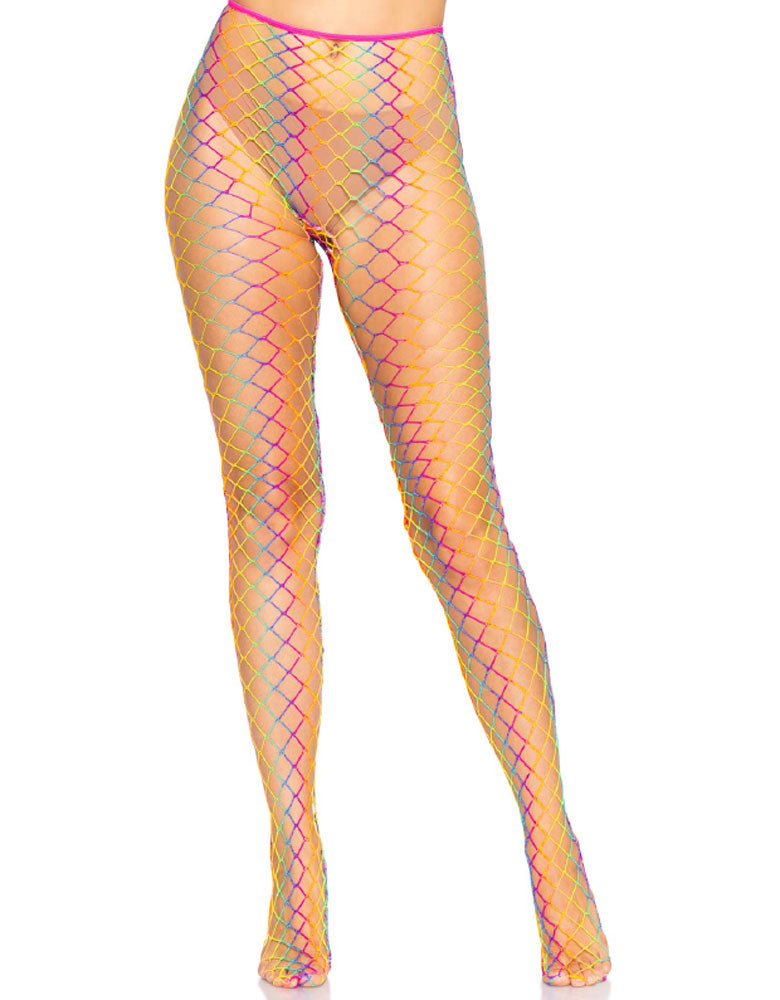 \"Ombre Rainbow Woven Net Tights - One Size - Rainbow LA-9235RBWOS\"