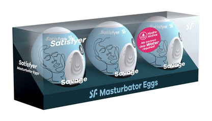 \"3 Pc Set Masturbator Egg - Savage - Blue SAT-9043484\"