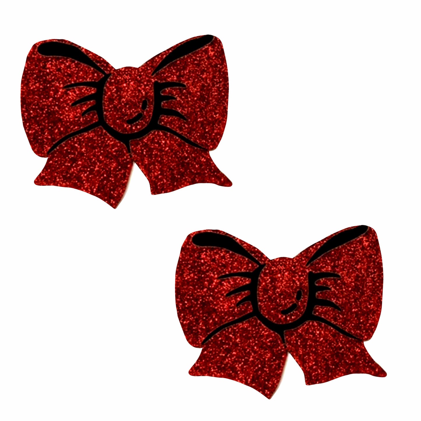 \"Ravish Me Red Glitter Bow Nipple Cover Pasties NN-RMR-BOW-NS\"