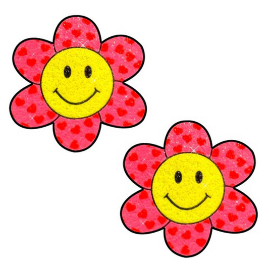 \"Freaking Awesome Smiley Flower Power Glitter Nipple Cover Pasties NN-FA-SMI-SNS\"