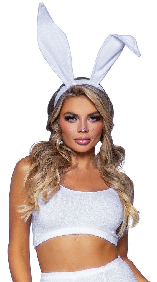 \"Bendable Velvet Bunny Rabbit Ears - White LA-A2868-WHT\"