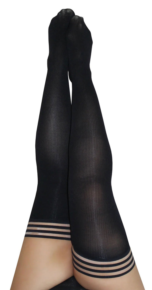 \"Dana Lynn - Ribbed Thigh High - Size D - Black KX-1303D-BLK-D\"