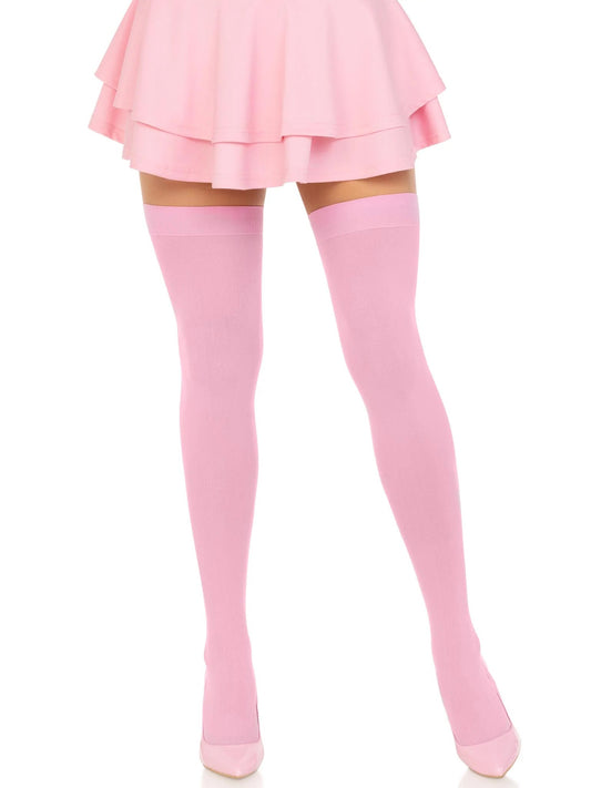 \"Opaque Nylon Thigh Highs - One Size - Pink LA-6672PNKOS\"