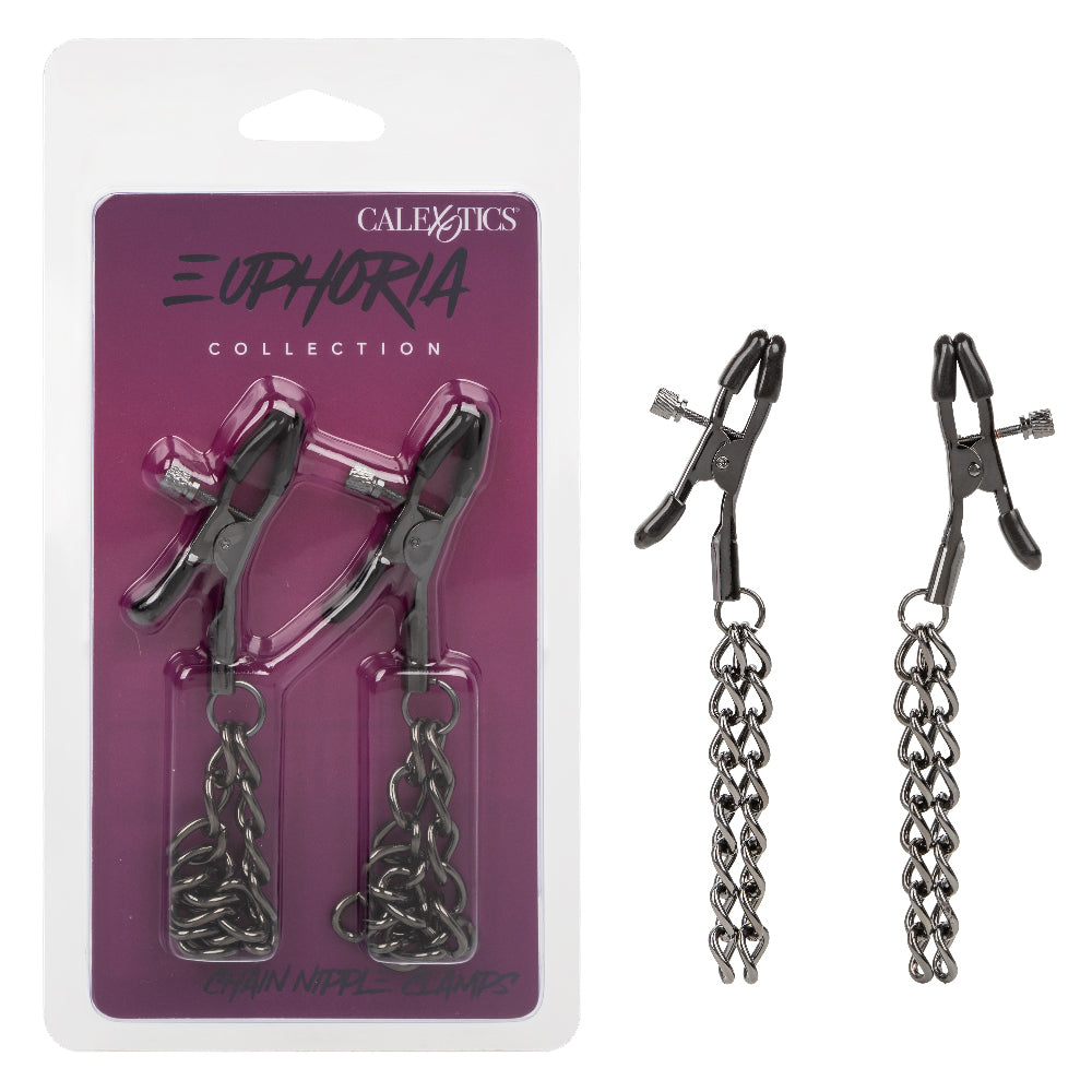 Euphoria Collection Chain Nipple Clamps - Black