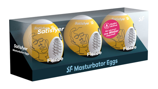 \"3 Pc Set Masturbator Egg - Fierce - Yellow SAT-9043460\"