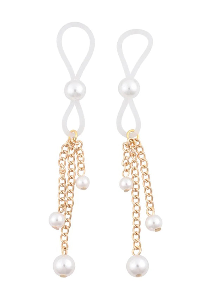 \"Pearl Nipple Ties - Gold/white SS09858\"