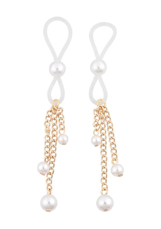 \"Pearl Nipple Ties - Gold/white SS09858\"