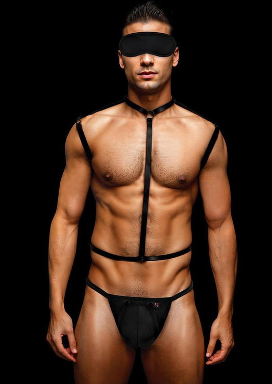 \"Envy 3 Pc Wet Look Chest Harness - Large/xlarge - Black EV-BLEC13BKLXL\"