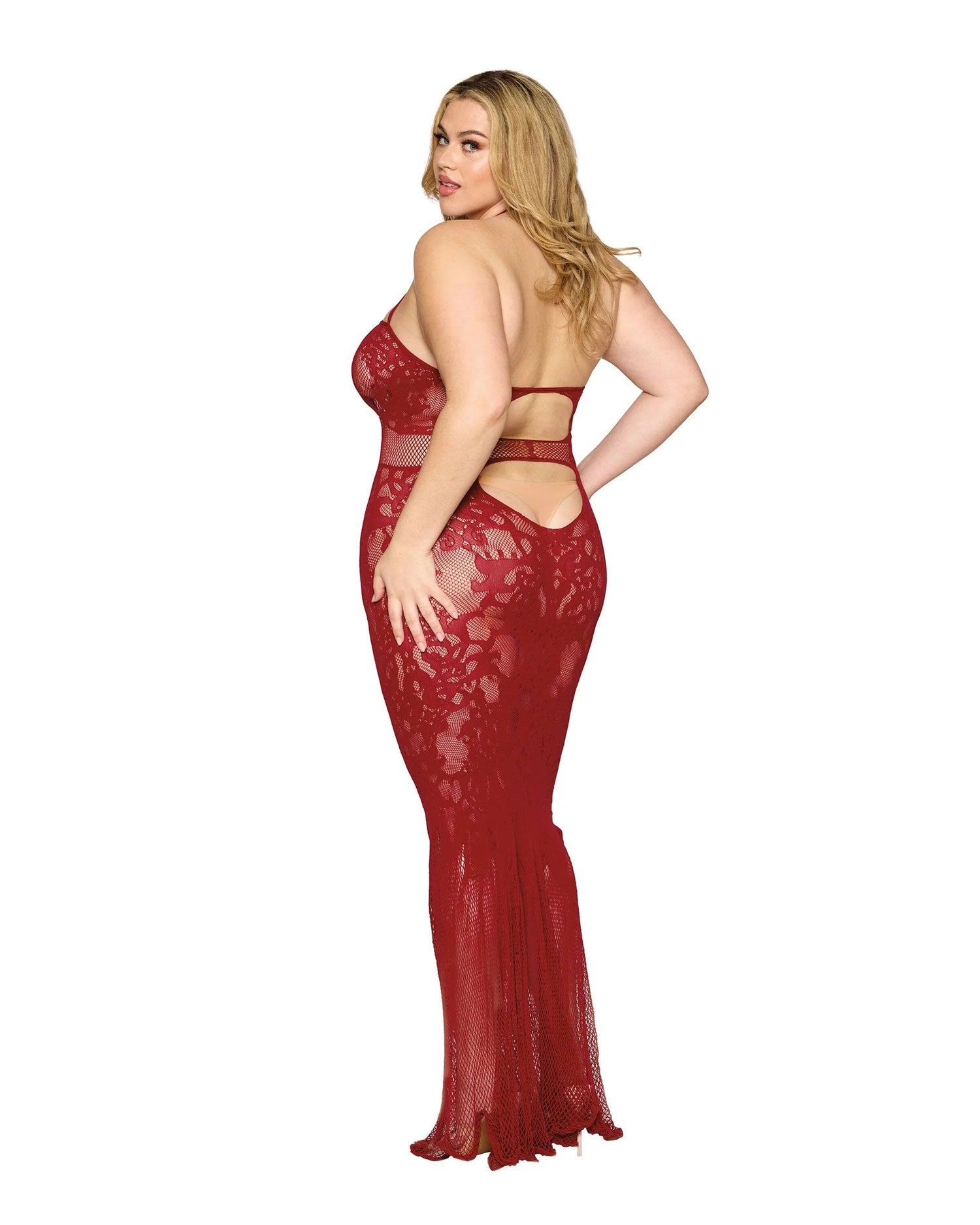 Bodystocking Gown Dmnd - One Size Queen - Red