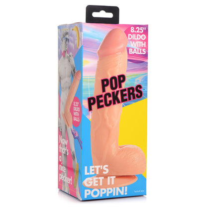 Pop Pecker 8.25 Inch Dildo With Balls - Light