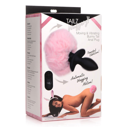 Waggerz Moving and Vibrating Bunny Tail Anal Plug  - Pink