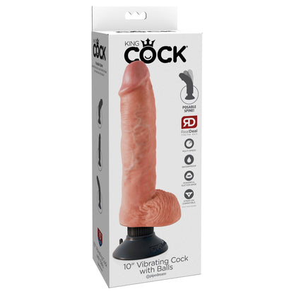 King Cock 10-Inch Vibrating Cock With Balls -  Flesh